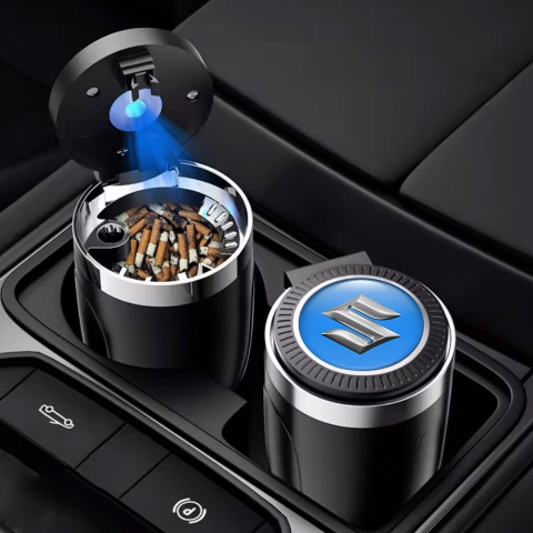 Suzuki Car Ashtray for Cigarette Blue Print with Silver Logo 