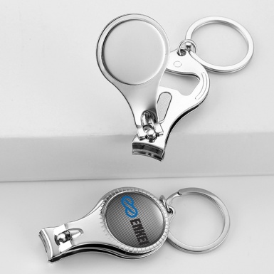 Enkei Key Chain Ring Nail Clipper Light Carbon Blue Infinity Black Domed Emblem