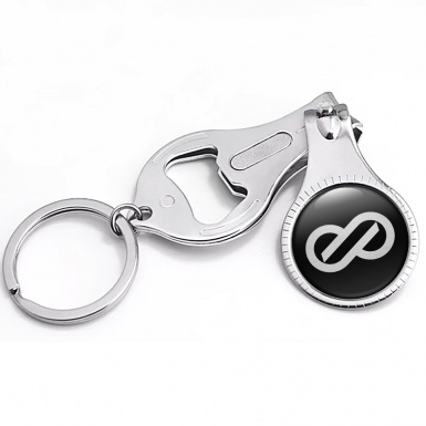 Enkei Key Fob Holder Fingernail Clipper Clean Black Light Silver Classic Domed Design
