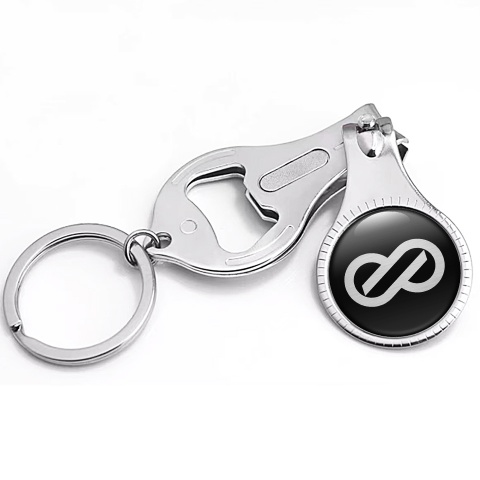 Enkei Key Fob Holder Fingernail Clipper Clean Black Light Silver Classic Domed Design
