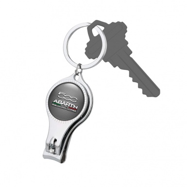 Fiat Abarth Squadra Corse Keychain Ring Nail Clipper Carbon White Italian Flag Domed Sticker