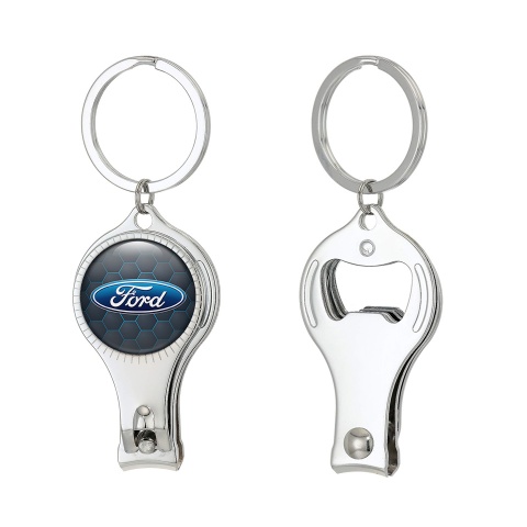 Ford Key Ring Holder Blue Honeycomb Blue Logo Design
