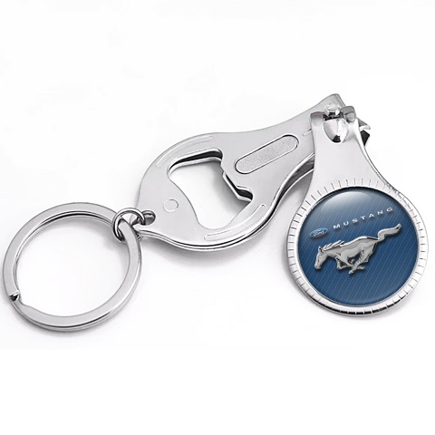 Ford Mustang Key Fob Nail Clipper Blue Carbon Chrome Logo Edition