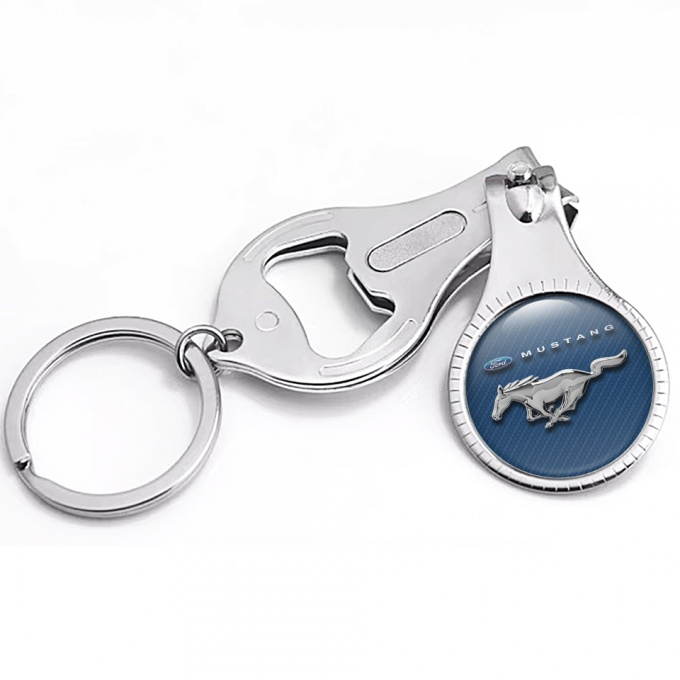 Ford Mustang Key Fob Nail Clipper Blue Carbon Chrome Logo Edition