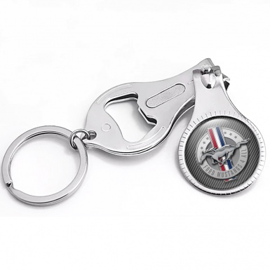 Ford Mustang Ring Chain Nail Clipper Light Carbon Color Domed Emblem