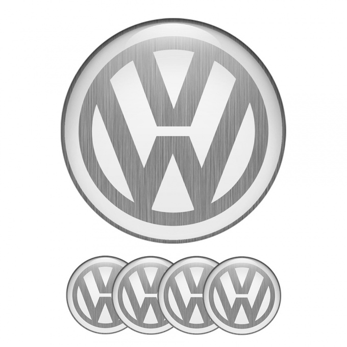 VW Volkswagen Center Hub Dome Stickers White Steel