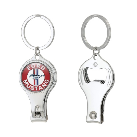 Ford Mustang Fob Ring Nail Trimmer Red Circle Color Domed Emblem