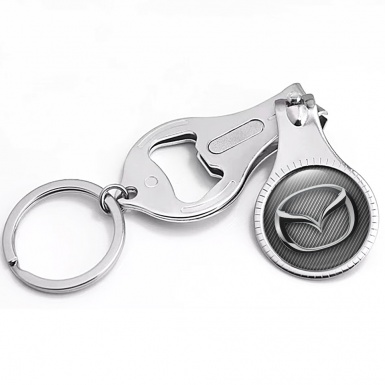 Mazda Key Chain Nail Trimmer Light Carbon Chrome Domed Emblem