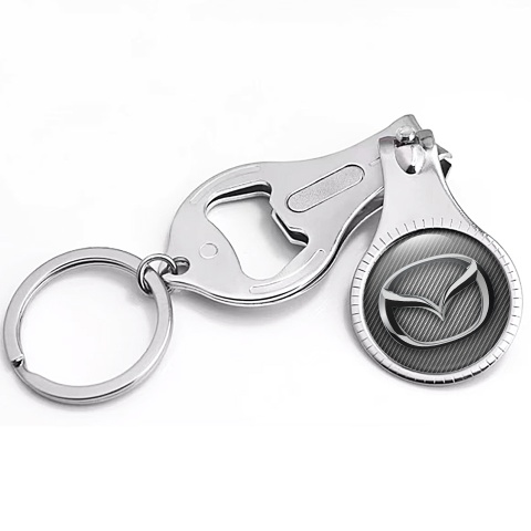 Mazda Key Chain Nail Trimmer Light Carbon Chrome Domed Emblem