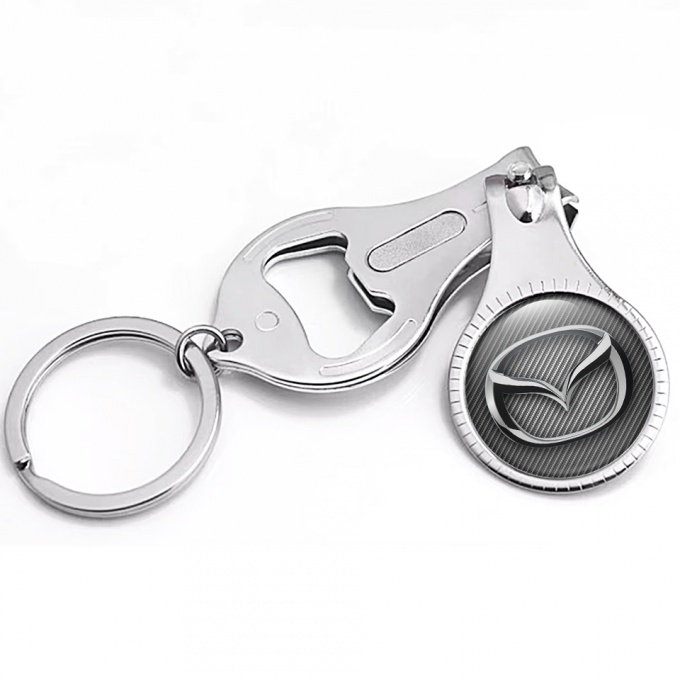Mazda Key Chain Nail Trimmer Light Carbon Chrome Domed Emblem