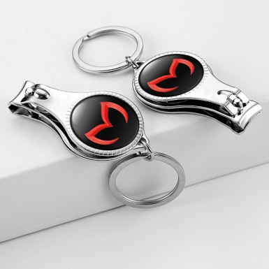Mazda Keyring Holder Nail Trimmer Black Red Devil Domed Logo