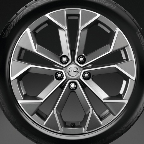 Nissan Wheel Center Cap Domed Stickers Gray Metal Logo print