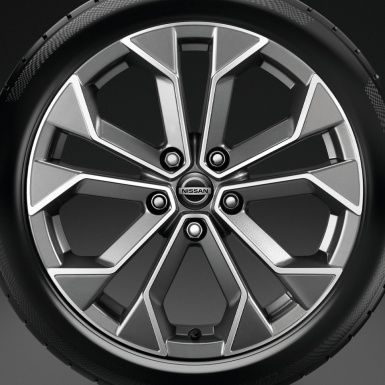 Nissan Domed Stickers Wheel Center Cap Black With Gray Logo