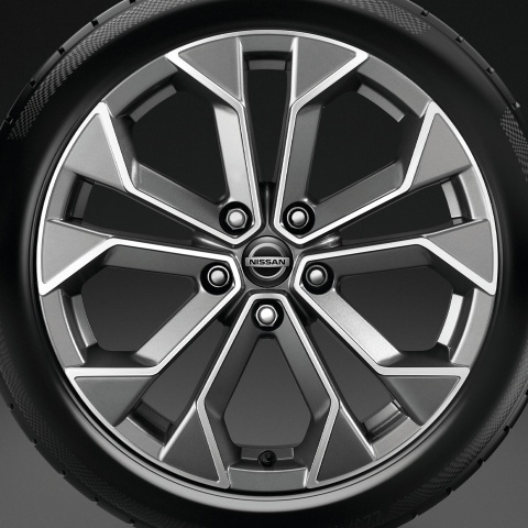 Nissan Domed Stickers Wheel Center Cap Black With Gray Logo