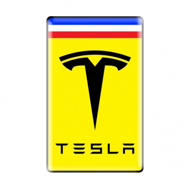 Tesla Emblem Logo Silicone Sticker Yellow Style