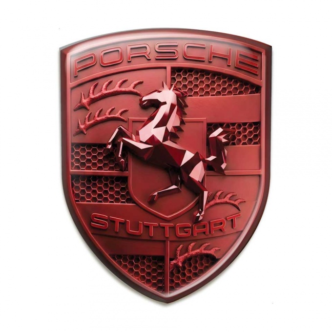 Porsche Crest Emblem Self-adhesive Badge Red Limited Edition