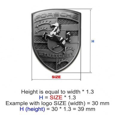Porsche Emblem Logo Crest Silicone Sticker Grey