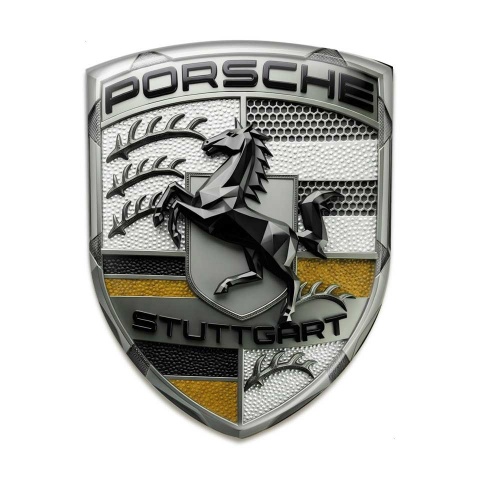 Porsche Emblem Crest Self-adhesive Silicone Badge Yellow