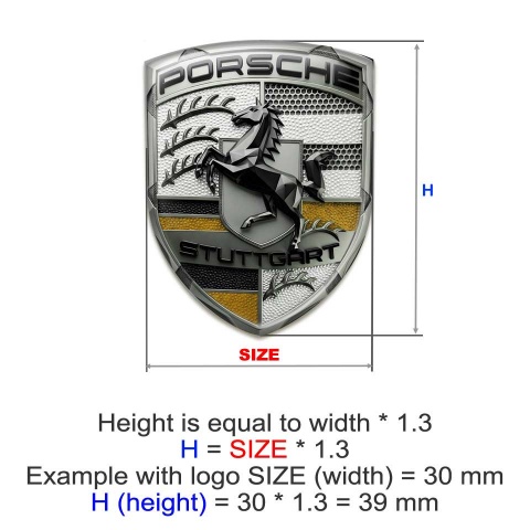 Porsche Emblem Crest Self-adhesive Silicone Badge Yellow