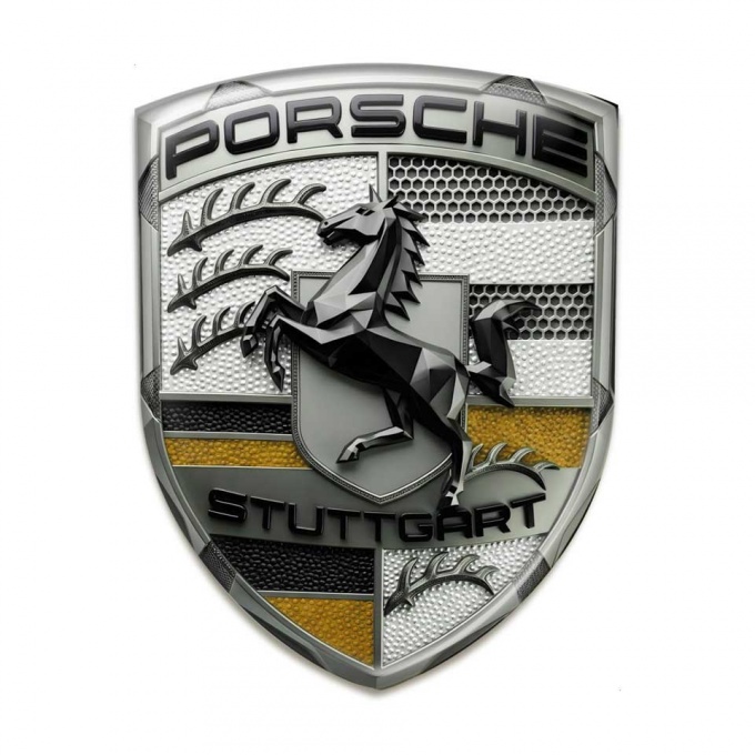Porsche Emblem Crest Self-adhesive Silicone Badge Yellow