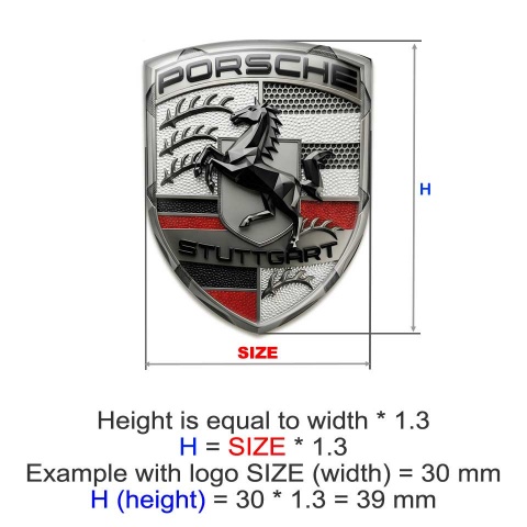Porsche Emblem Crest Self-adhesive Silicone Badge Red