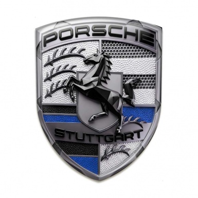 Porsche Emblem Crest Self-adhesive Silicone Badge Navy
