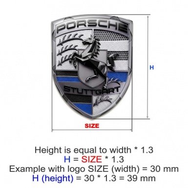 Porsche Emblem Crest Self-adhesive Silicone Badge Navy