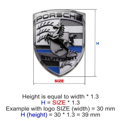 Porsche Emblem Crest Self-adhesive Silicone Badge Navy