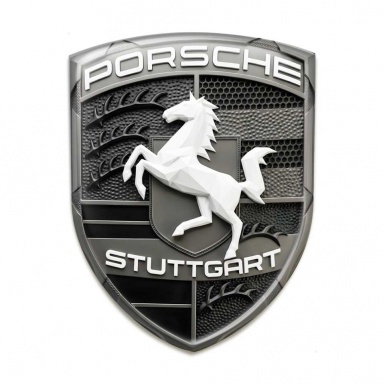 Porsche Emblem Badge Self-adhesive White Logo