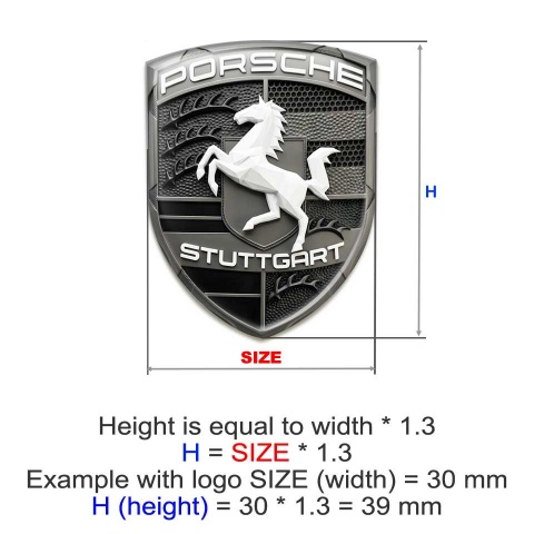 Porsche Emblem Badge Self-adhesive White Logo
