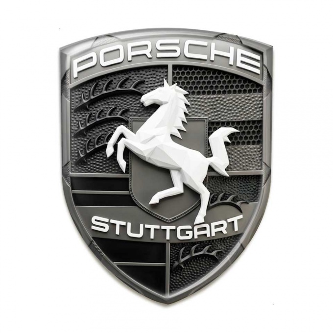 Porsche Emblem Badge Self-adhesive White Logo