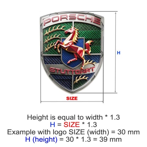 Porsche Logo Crest Emblem Self-adhesive Multicolor