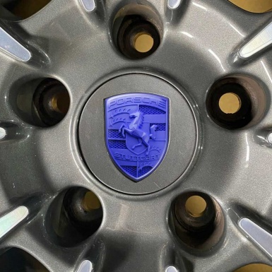 Porsche Silicone Crest Logo Emblem Self-adhesive Navy Blue