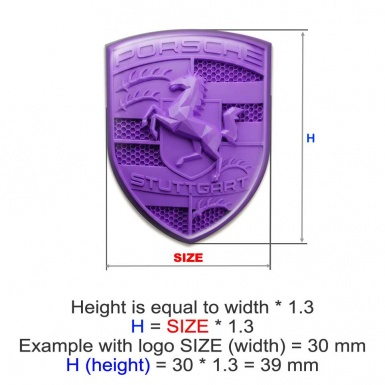 Porsche Silicone Sticker Badge Emblem Purple Edition