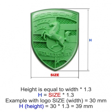 Porsche Domed Emblem Badge Silicone Adhesive Green Style