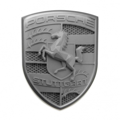 Porsche Domed Crest Logo Emblem Self-adhesive Grey
