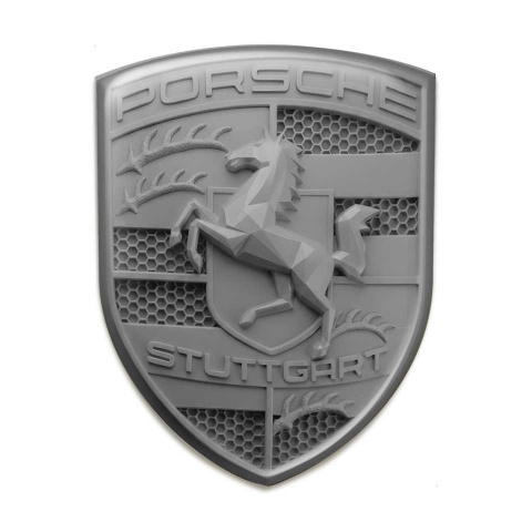 Porsche Domed Crest Logo Emblem Self-adhesive Grey