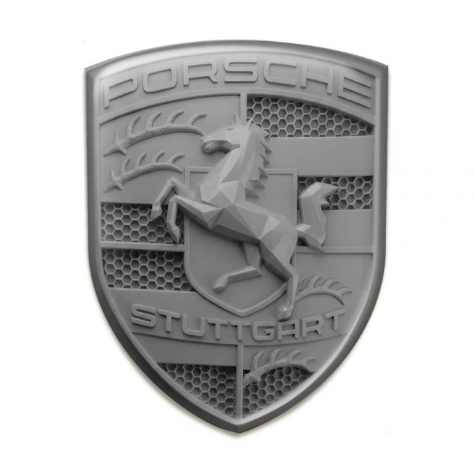 Porsche Domed Crest Logo Emblem Self-adhesive Grey