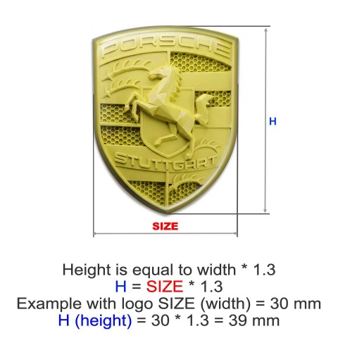Porsche Crest Emblem Self-adhesive Domed Yellow