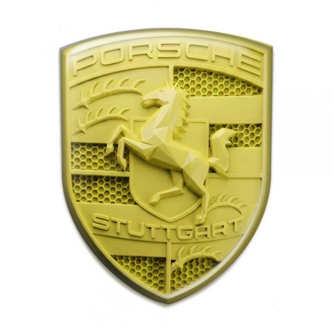 Porsche Crest Emblem Self-adhesive Domed Yellow