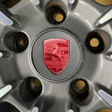 Porsche Crest Emblem Self-adhesive Silicone Badge Red