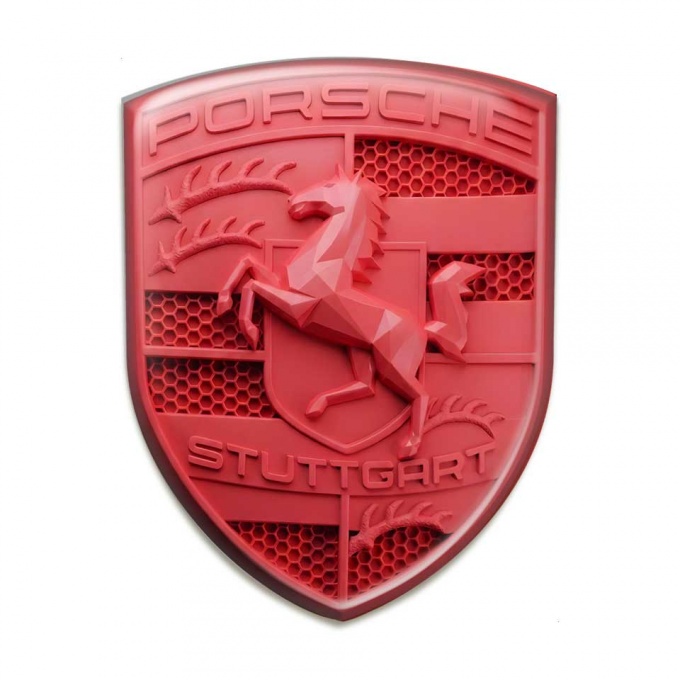 Porsche Crest Emblem Self-adhesive Silicone Badge Red