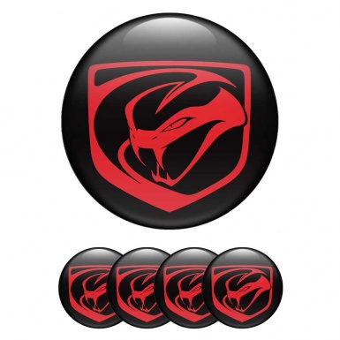 Dodge Viper Emblems Wheel Caps Black Base Red Logo