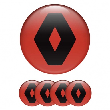 Renault Emblem Badge Wheel Caps Red Black Logo