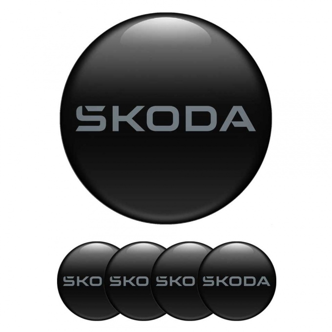 Skoda Emblem for Wheel Center Caps Black Base Logo Color #71797E