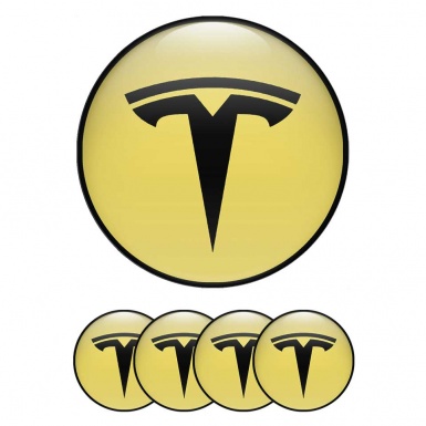 Tesla Logo Emblem Badge Self-adhesive Custom CMYK Color F8DF5E