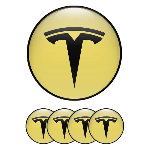Tesla Logo Emblem Badge Self-adhesive Custom CMYK Color F8DF5E