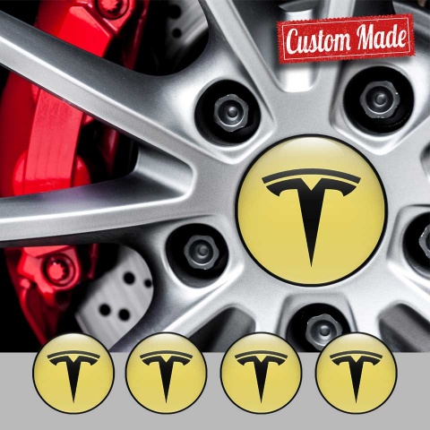 Tesla Logo Emblem Badge Self-adhesive Custom CMYK Color F8DF5E