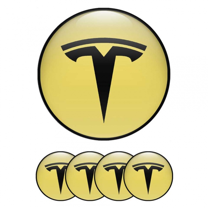 Tesla Logo Emblem Badge Self-adhesive Custom CMYK Color F8DF5E