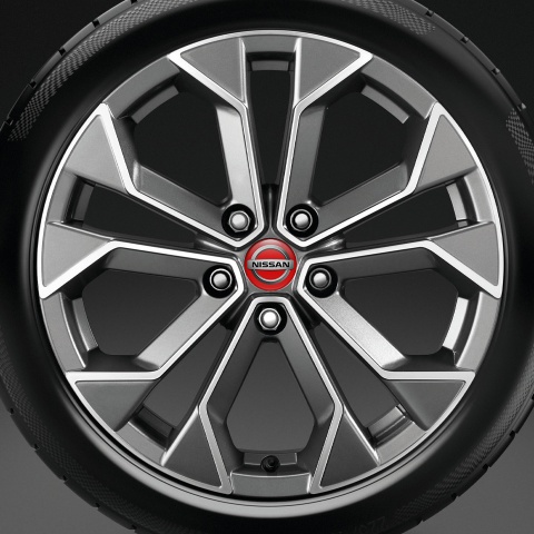 Nissan Domed Stickers Wheel Center Cap Sports Series Red Color